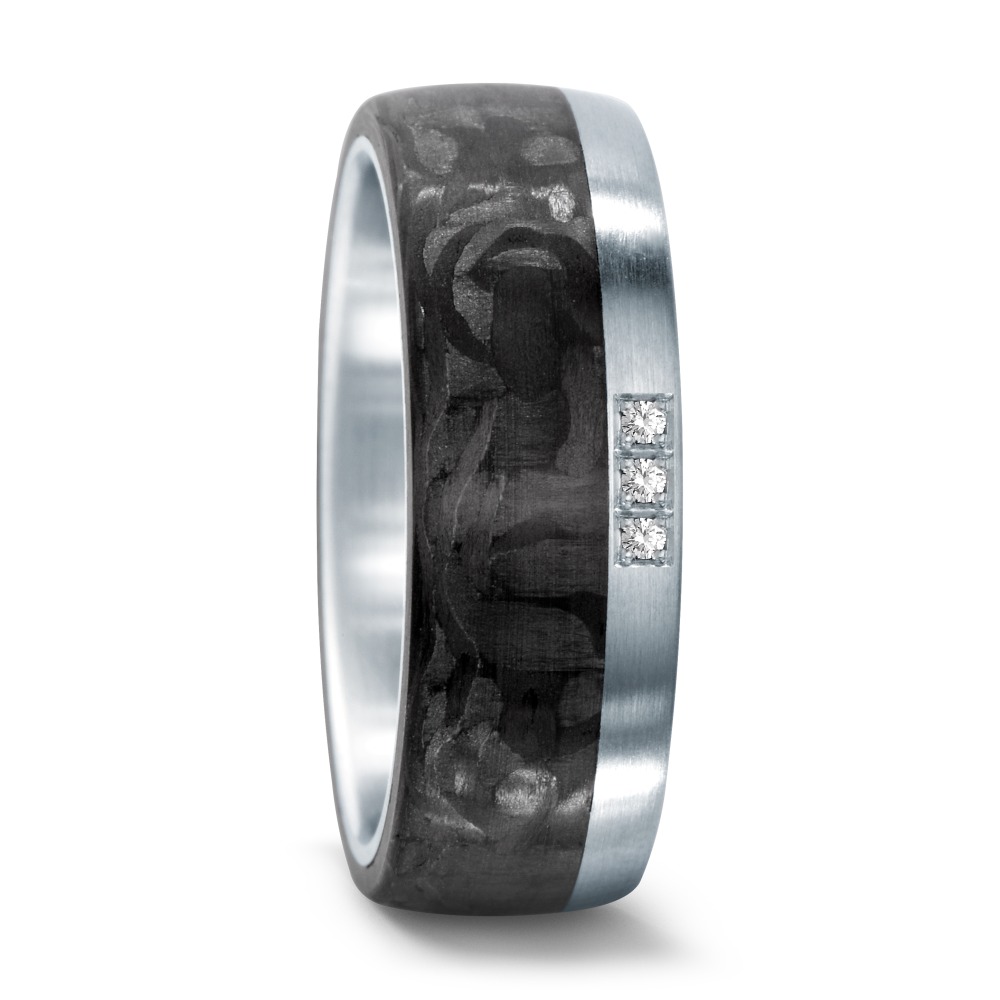 Partnerring Sind Sie auf der Suche nach einem zeitlosen Partnerring? Suchen Sie nicht weiter! Unser Carbon-Partnerring für Damen aus Edelstahl ist perfekt für Ihren besonderen Tag. Er ist mit 3 W-SI-Diamanten von insgesamt 0,03 ct und einer Breite von 8,5 mm ausgestattet und hat ein mattiertes Finish. Und das Beste daran: Er wird in Deutschland hergestellt. Kaufen Sie jetzt und bringen Sie Ihre Hochzeit zum Strahlen! 59654/003/003/1060