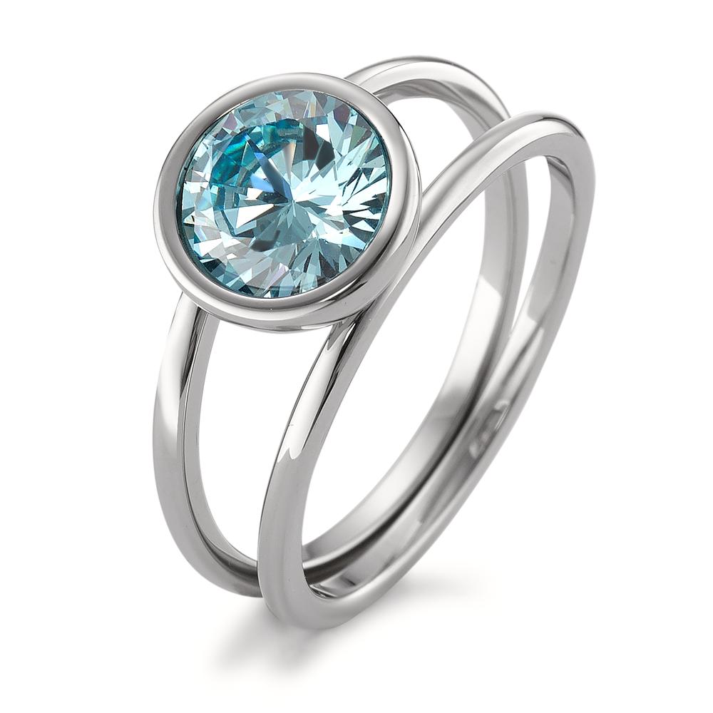 Fingerring Imposant, einzigartig und besonders: Dieser aussergewöhnliche Statement-Ring aus der TeNo-Joy-Linie ist aus zwei miteinander verbundenen Ringschienen gearbeitet. Der funkelnd blaue Zirkonia ist ein echter Blickfang. Dieser glänzende Edelstahlring ist ideal kombinierbar mit allen Halsketten, Armbändern und Charm-Anhängern aus der farbenfrohen Joy Linie von TeNo. 