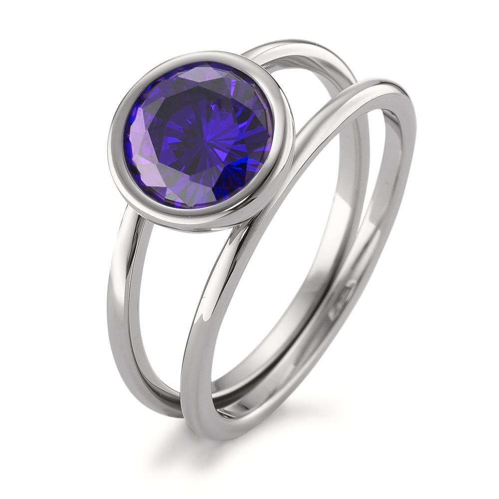 Fingerring Das verlaufendende Design der beiden miteinander verbundenen Ringe zusammen mit dem violettfarbenen Zirkonia Top ist das perfekte Accessoire - für jeden festlich legeren Chic. Das puristische Design der Joy-Schmuckstücke von TeNo sorgt verlässlich für Eyecatcher und besondere Details für nahezu jeden Look. 