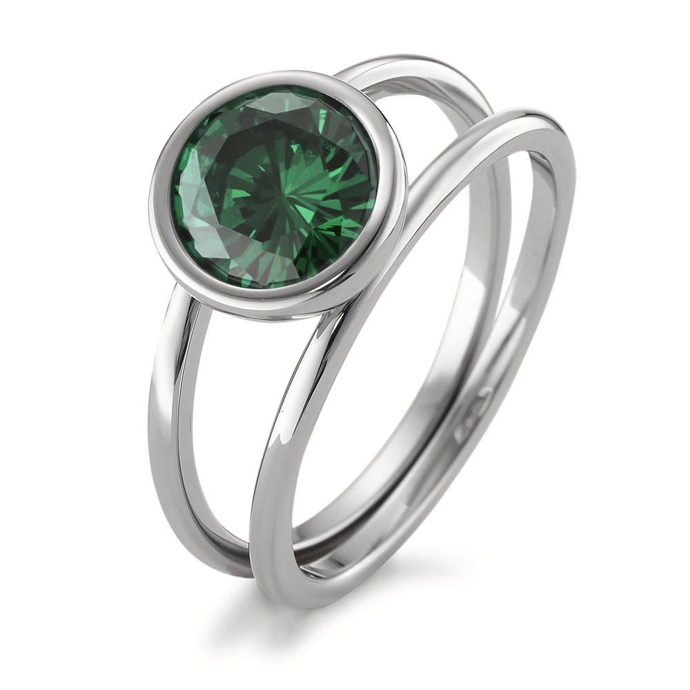 Fingerring Zeitlos, edel und farbintensiv: Das aus zwei miteinander verbundenen Ringen bestehende Schmuckstück aus der TeNo-Joy-Kollektion ist aus poliertem Edelstahl gearbeitet. Der funkelnde Zirkonia in klassischem smaragdgrün bildet den kreativen Mittelpunkt und ist ideal kombinierbar mit vielen Schmuckstücken der TeNo-Joy-Familie - ob Statement Ringe, Charm-Anhänger, Ketten, Ohrschmuck, Colliers oder Armbänder. 