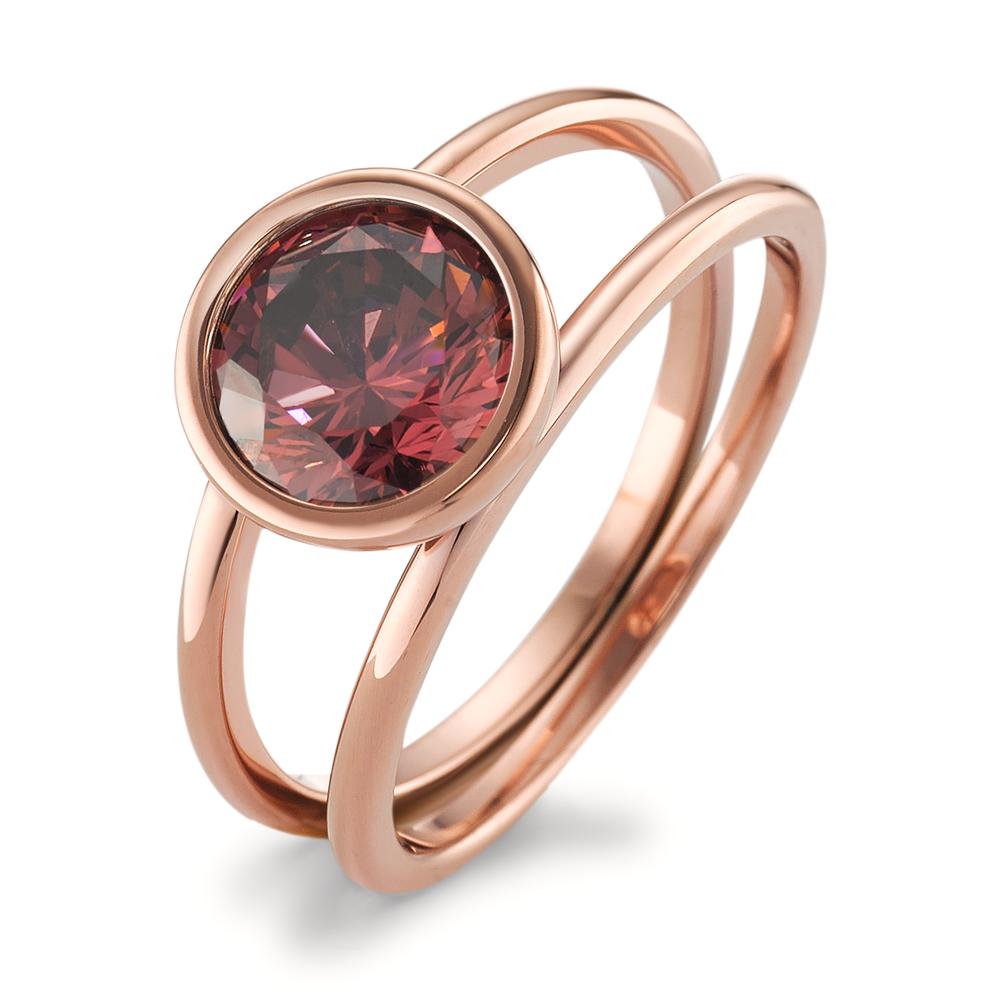 Fingerring Einzigartig, prächtig und besonders: Zwei miteinander verbundene Ringschienen in Roségold aus Edelstahl bilden ein elegantes Fundament für diesen granatroten Zirkonia im premium Schliff. Der Ring ist ideal kombinierbar mit allen Schmuckstücken der TeNo-Joy-Familie, ob Armbänder, Charm-Anhänger, Ketten, Ohrschmuck, Colliers oder feine Gliederketten. Kreativ sein, Individualität ausleben, den ganz persönlichen Stil verwirklichen  all dies ist möglich mit Joy von TeNo. 