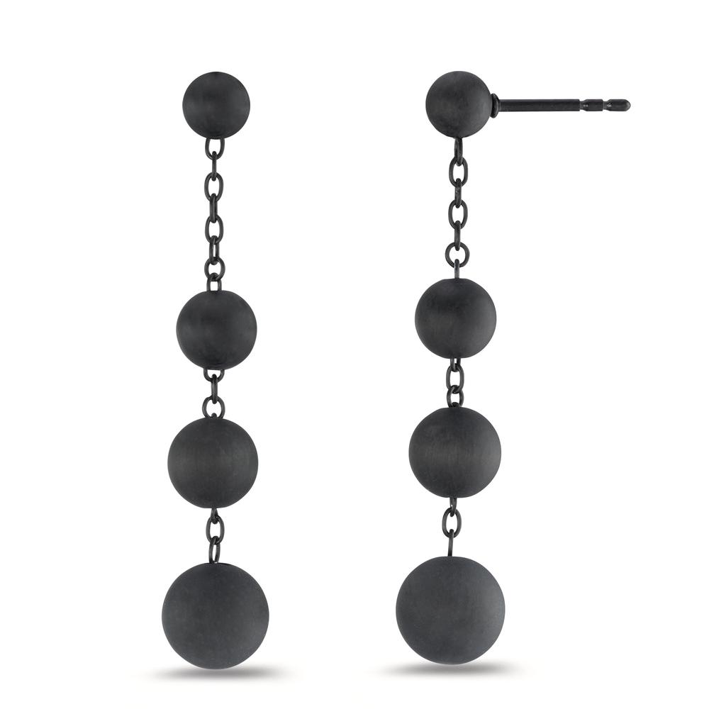 Ohrhänger Black is beautiful! Bei diesen Nera Ohrhängern trifft schwarzer Edelstahl auf schlichte Kugeln aus Carbon. Eine aufregende Verbindung! Die klassischen Carbonkugeln sind Inbegriff dieses zeitlos modernen Schmuckstücks von TeNo Design. 