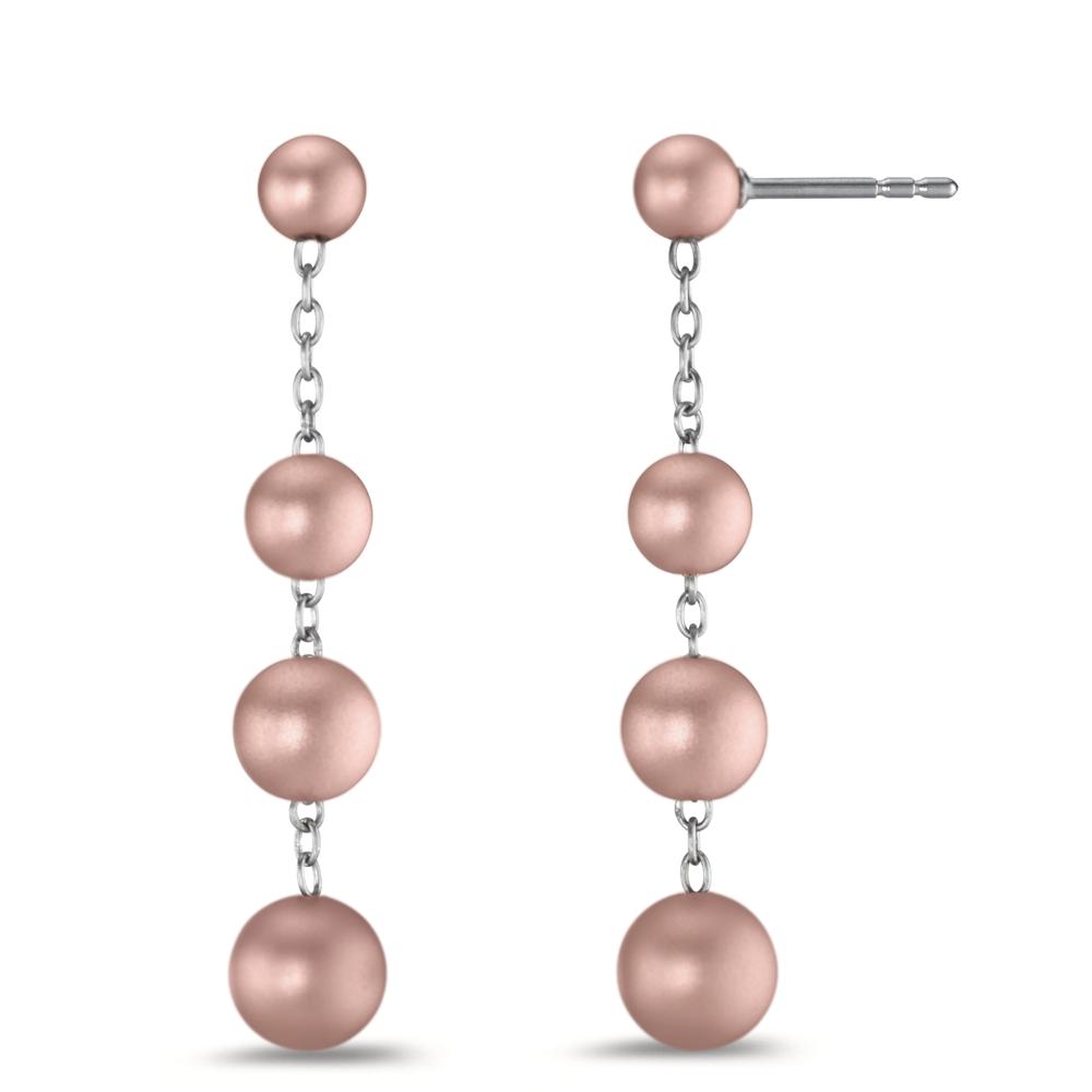 Ohrhänger Elegante Damen Ohrhänger aus robustem Edelstahl mit zarten Aluminiumkugeln in Roségold-Optik. Die vier Kugeln sind geschickt an einer feinen Kette befestigt und verleihen jedem Look einen modernen und femininen Akzent. Leicht und angenehm zu tragen.