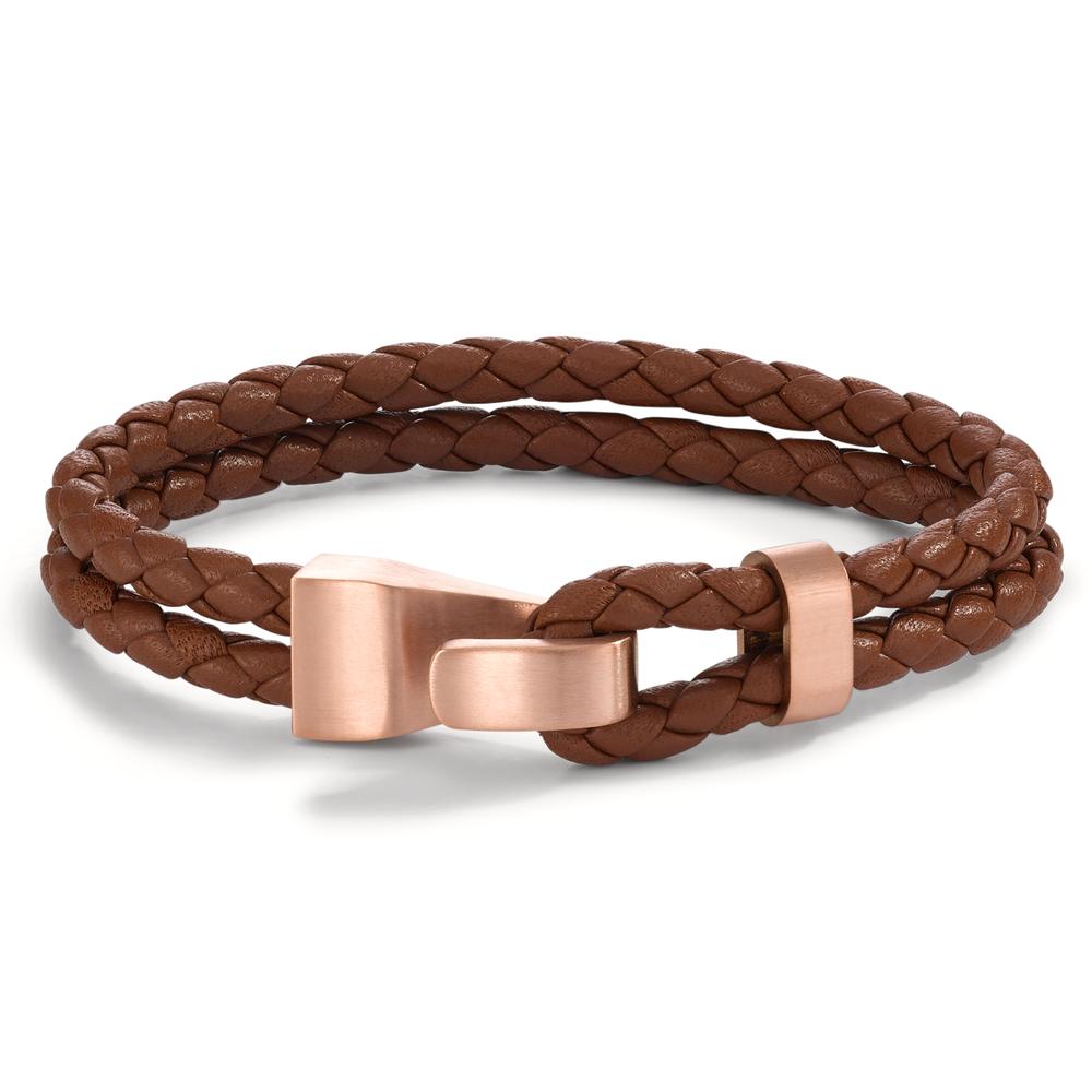 Armband TeNo Lederarmband VADINO Roségold aus Edelstahl. Dieses doppelreihige Armband ist für einen sportlich-eleganten Style wie geschaffen und passt sowohl zum Alltagsoutfit, als auch zum Business-Anzug. Formschön, stark und praktisch: Durch die verstellbare Edelstahl Schlaufe lässt sich das Armband leicht an- und ausziehen.  