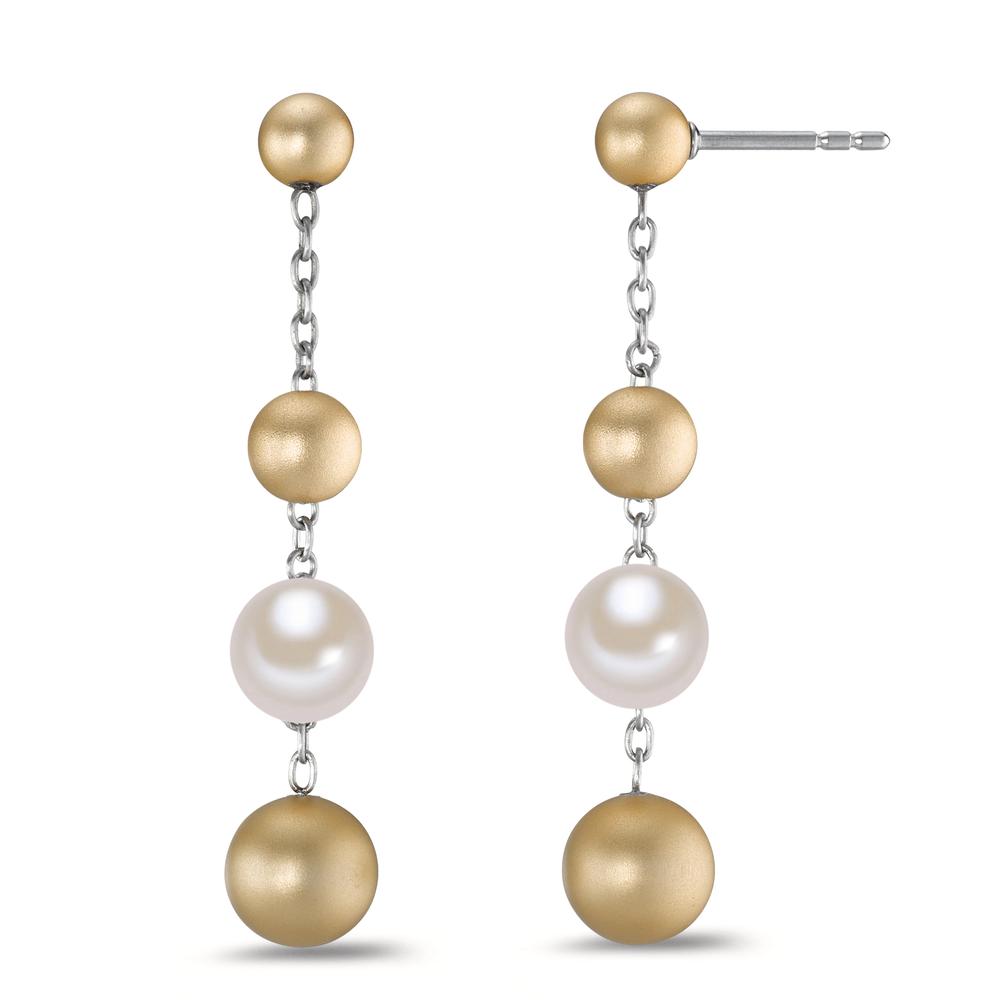 Ohrhänger Stylish und individuell: Die Ohrhänger Arya mit ihrem lässig-eleganten Chic sind echte Eyecatcher. Im Alltag oder im Business getragen sind sie mit ihrem Mix aus goldfarbenen Aluminium-Pearls und weissen Muschelperlen ein ganz besonderes Highlight. 