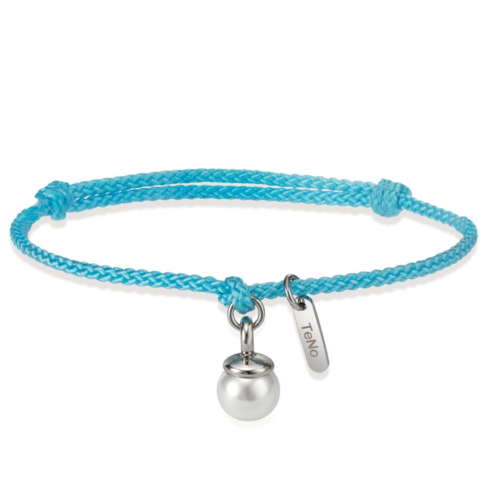 Armband Das TeNo Pearl Drop Armband Arya mit natürlicher Muschelperle verzaubert mit einem ozeanblauen Textilarmband, das an tiefes, türkisfarbenes Meer erinnert. Es lässt sich wunderbar mit anderen Blautönen im Layering kombinieren und die Länge kann durch die verschiebbaren Knoten einfach variiert werden. Ein bezauberndes Schmuckstück, das Ihren Look mit maritimen Flair bereichert. 