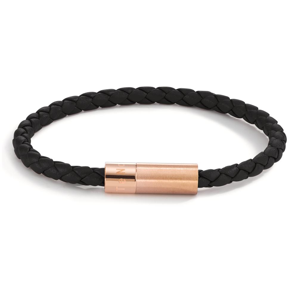 Armband TeNo Lederarmband Heritage Roségold aus Edelstahl mit schwarzem Flechtleder und starkem Magnetverschluss. Es ist für einen eleganten und stilvollen Auftritt wie geschaffen und passt sowohl zum Alltagsoutfit als auch zum Business-Anzug. Formschön, stark und praktisch: Original TeNo Design Magnetverschlüsse sind mit einer Hand sehr einfach zu bedienen und durch innen liegende Magnete vor Korrosion gut geschützt. 