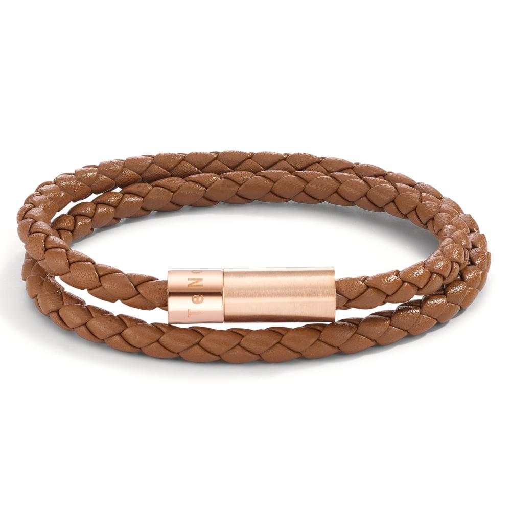 Armband TeNo Wickelarmband Heritage Roségold aus Edelstahl mit Flechtleder Havana Brown welches doppelt um das Handgelenk 
getragen wird. Roségold und Havana Brown sind ein stimmiges Ensemble, das füreinander geschaffen ist und sowohl zum 
Alltagsoutfit, als auch zum Business-Anzug passt. Der unaufdringlich aber schmückende Verschluss hat einen extra starken
und geschützten Magnetkern der problemlos allen Alltagsanforderungen stand hält.
 