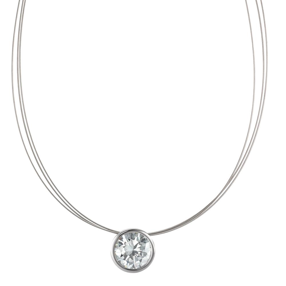 Collier Majestätisch, strahlend und vielseitig kombinierbar: Hier funkelt ein weisser Zirkonia, der das Licht auf faszinierende Art und Weise reflektiert und an diesem Seilcollier perfekt zur Geltung kommt. Der in vielen Farbnuancen erhältliche Anhänger kann nach Lust und Laune ausgetauscht und sekundenschnell Ihrem Look neu angepasst werden. Der Edelstahlhalsreif hat einen praktischen Clipverschluss, der einfach und sicher in der Handhabung ist. 593932,594781