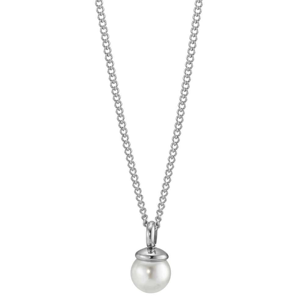 Halskette mit Anhänger Das Highlight dieses kombinationsfreudigen Ketten-Sets ist der Pearl Drop Anhänger mit seiner schönen weissen Muschelperle. Die feine Gliederkette aus glänzendem Edelstahl ist einzeln getragen bestens geeignet, um einen dezenten Look gekonnt in Szene zu setzen. Wer es gerne noch legerer mag, kann einen in vielen Farbtönen erhältlichen Joy Charm-Anhänger mit funkelnden Zirkonia ergänzen. 
