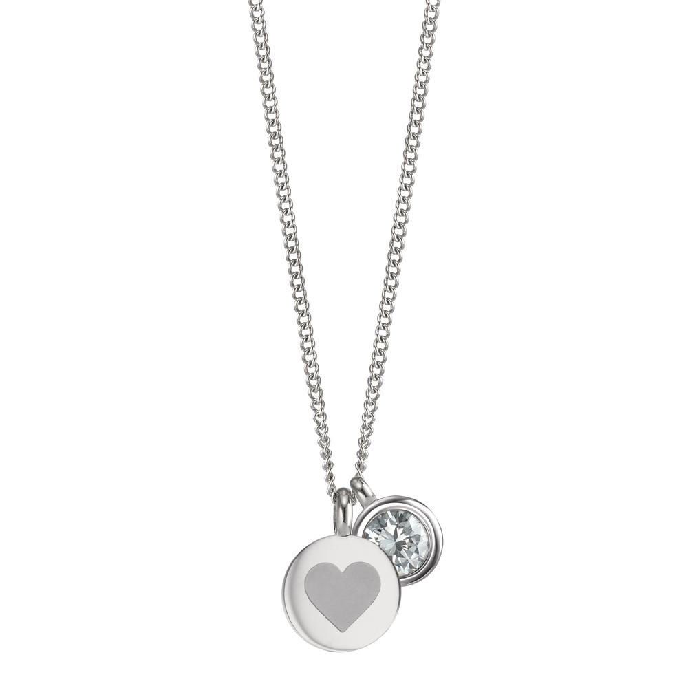 Collier Die Edelstahlkette Joy mit ihren zwei austauschbarem Charm-Anhängern besticht durch den Mix & Match des Herz-Charms zusammen mit dem funkelnden Zirkonia Anhänger. Diese Kombination mit feiner Gliederkette aus glänzendem Edelstahl ist einzeln getragen bestens geeignet, um einen dezenten Look gekonnt in Szene zu setzen.  595685,593939,595241