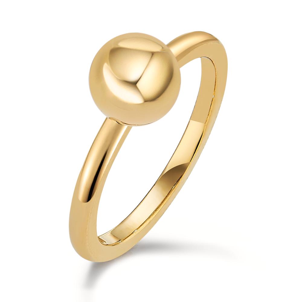 Fingerring Ein Ring für viele Looks. Dieser minimalistische TeNo Kugelring Globe Gold aus glänzendem Edelstahl bietet eine Vielfalt an Möglichkeiten für unterschiedliche Stylings. Ob allein getragen oder im Ringstack mit einem ARYA-Perlenring ergibt sich immer wieder ein anderes Erscheinungsbild. Sehr markant und aussergewöhnlich schön wirkt dieser Kugelring auch im Mix & Match mit den Beisteckringen PURA aus schwarzem Carbon. 