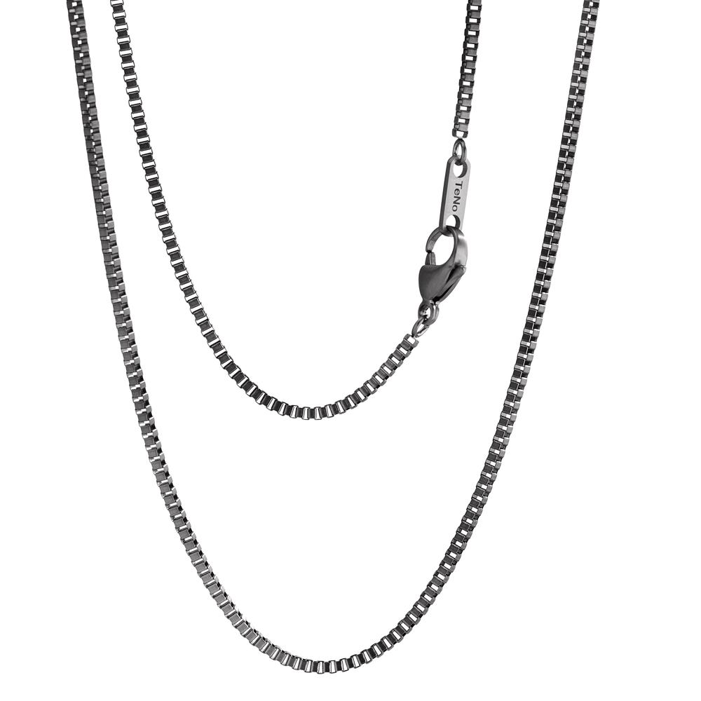 Halskette Mit ihrer eleganten Anthrazit-Beschichtung ist die TeNo Cube M20 eine moderne sowie filigrane Unisex-Halskette. Die charakteristische Form der sogenannten Venezianerkette entsteht durch feine, aber robuste eckige Glieder die quer ineinander verkettet und mit einem Karabinerverschluss geschlossen werden. Optimal passend zu allen Kettenanhängern mit einem Ösendurchmesser ab 3,9 mm. 