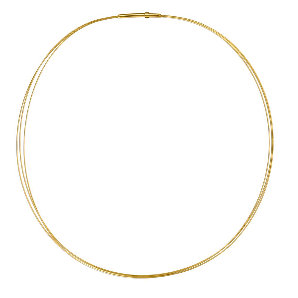 Collier Stilvoll, elegant und vielseitig: Der dreireihige TeNo-Halsreif aus Edelstahl in Gold legt sich geschmeidig um den Hals. Sowohl klassische als auch moderne Schmuckanhänger werden daran zum traumhaften Eyecatcher. Der sichere und sehr einfach zu bedienende Clipverschuss hat einen Durchmesser von nur 2.0 mm - optimal auch für Anhänger mit kleinen Ösen oder Durchgangsbohrungen. 