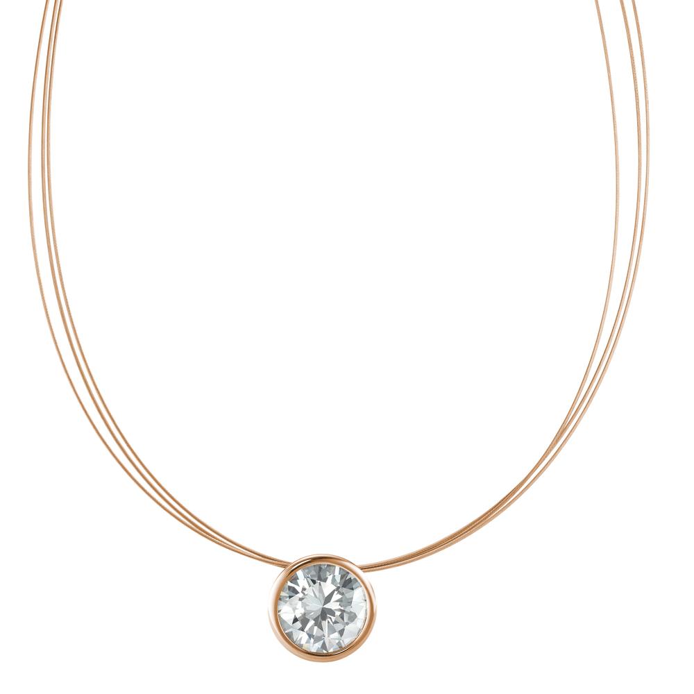 Collier Majestätisch, strahlend und vielseitig kombinierbar: Hier funkelt ein weisser Zirkonia, der das Licht auf faszinierende Art und Weise reflektiert und an diesem Seilcollier perfekt zur Geltung kommt. Der, in vielen Farbnuancen erhältliche, Anhänger kann nach Lust und Laune ausgetauscht und sekundenschnell Ihrem Look neu angepasst werden. Der Edelstahlhalsreif hat einen praktischen Clipverschluss, der einfach und sicher in der Handhabung ist. 594013,596565