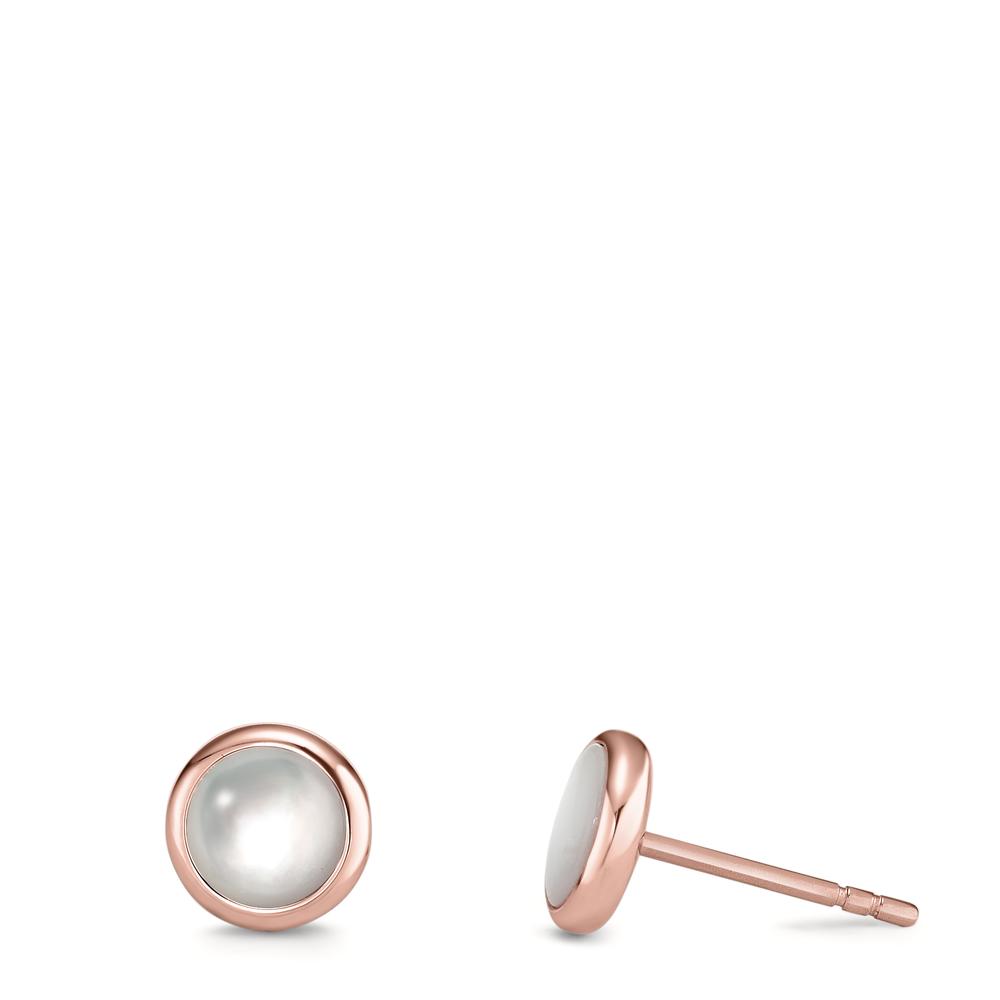 Ohrstecker Clean, modern und zeitlos chic: Diese Ohrstecker aus Edelstahl in Roségold sind mit elegant schimmernden Perlmutt-Cabochons gefertigt. Egal ob beim Stadtbummel, im Büro oder auf der Party können die Ohrstecker dank ihrer minimalistischen Form problemlos zu allen Outfits kombiniert werden.  