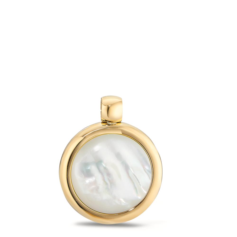 Anhänger Dieser zeitlose und doch moderne TeNo Anhänger Elyna mit weissem Perlmutt Cabochon ist vielseitig kombinierbar und kann dank seinem schlichten und hochwertigen Design wunderbar zu allen Outfits kombiniert werden. Geeignet für alle Ketten und Colliers mit Durchmesser von 2,9 mm an den Verschlussenden. Kombinieren Sie dazu passenden die Ohrringe oder Ringe aus dieser Kollektion. 
