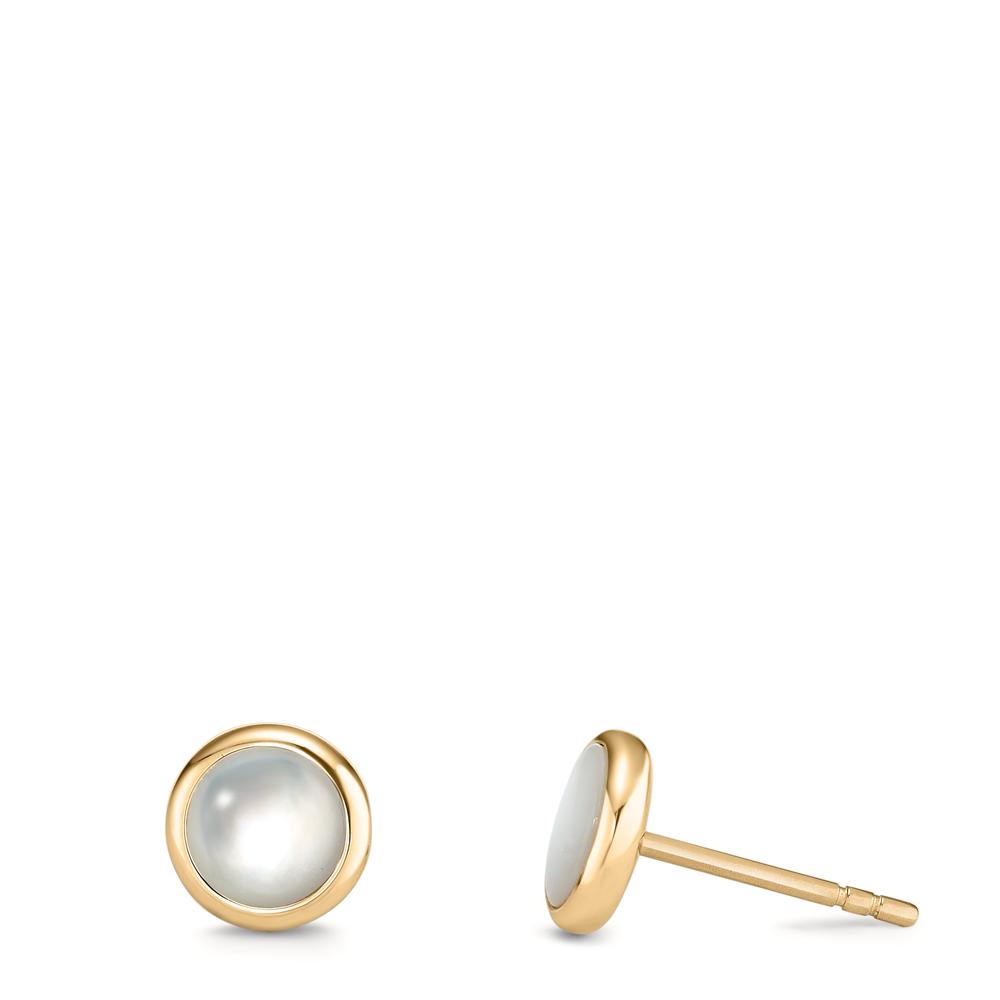 Ohrstecker Clean, modern und zeitlos chic: Diese Ohrstecker aus IP-beschichtetem Edelstahl in Gold sind mit elegant schimmernden Perlmutt-Cabochons gefertigt. Egal ob beim Stadtbummel, im Büro oder auf der Party, diese Ohrstecker können dank ihrer minimalistischen Form problemlos zu allen Outfits kombiniert werden.  