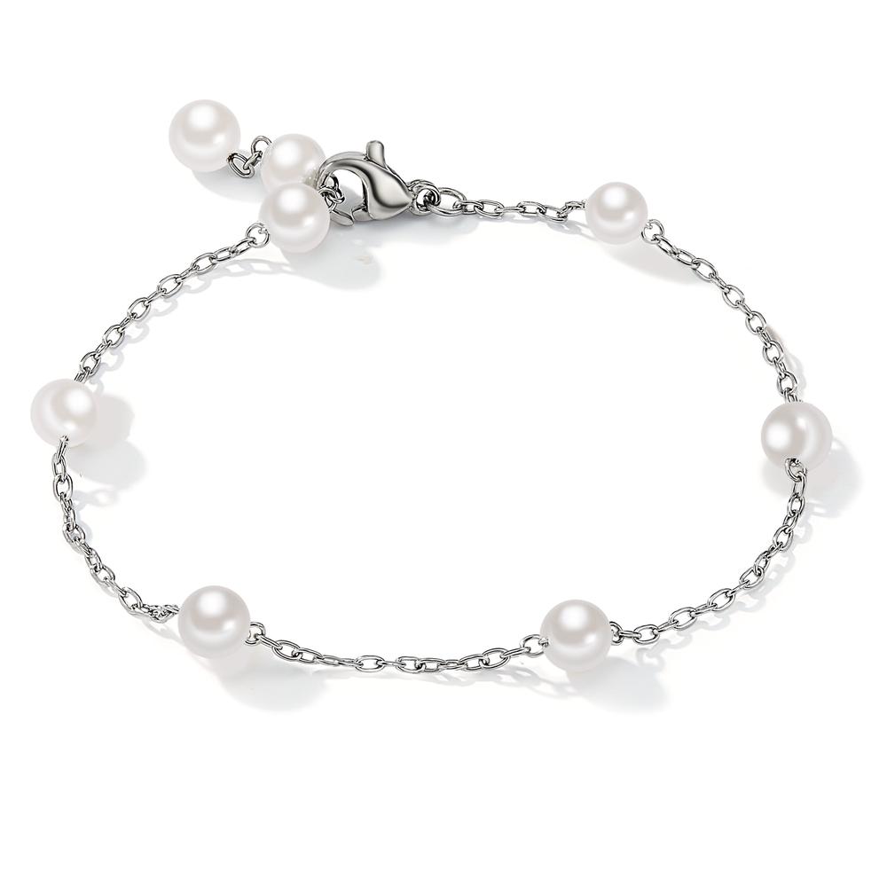 Armband Mit ihren dezenten und natürlichen Muschelperlen ist die glänzende Armkette Arya Silver aus Edelstahl ein vielseitiges und wandelbares Schmuckstück. Als stilvolles Einzel-Accessoire oder in Kombination mit Perlenketten, Perlenohrringen, Perlenringen bis hin zu Perlenanhängern im passenden Design eignen sich die Schmuckstücke aus der Arya-Familie von TeNo für jede Gelegenheit. 