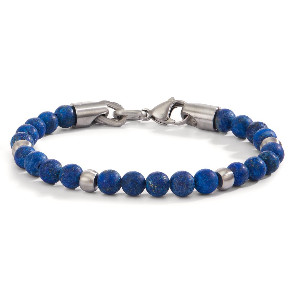 Armband Das TeNo Armband ERA fällt sofort durch seinen authentischen und schlichten Unisex-Look auf. Lässige Akzente aus Edelstahl mit seidenmatten Edelsteinkugeln aus echtem Lapislazuli verleihen jedem Handgelenk einen ebenso unkomplizierten wie charaktervollen Look! 