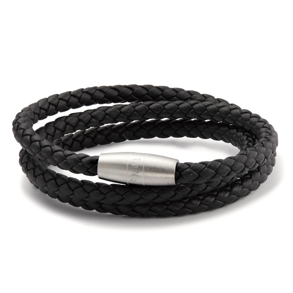 Armband Dieses TeNo Wickelarmband aus schwarzem Leder vereint modisches Design und lässige Coolness. Ray wirkt durch seine 3-fache Wicklung ganz für sich alleine und passt ideal zum Basic-Shirt wie auch zum Hemd. Das hochwertige Flechtlederarmband wird mit einem Magnetverschluss aus robustem Edelstahl von Hand gefertigt. 