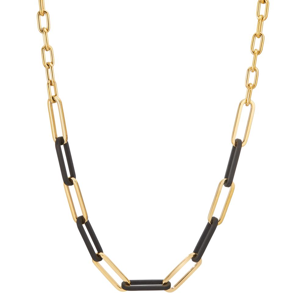 Collier Die Halskette Soho Gold aus Edelstahl und Carbon bietet mit ihrem unkonventionellen Materialmix unendlich schöne Styling- und Kombinationsmöglichkeiten mit weiteren Schmuckstücken aus der Soho-Kollektion. Ob einzeln oder zusammen mit Soho-Ohrhängern und Soho-Armbändern getragen, sorgt dieser Schmuck für ein perfektes und individuelles Styling. Inspiriert vom gleichnamigen New Yorker Szene- und Künstlerviertel der 1960 er Jahre steht die für Soho so typische Architektur aus arkadenförmig gestalteten Fensterrahmen für einen charaktervollen und zeitlosen Stil. 