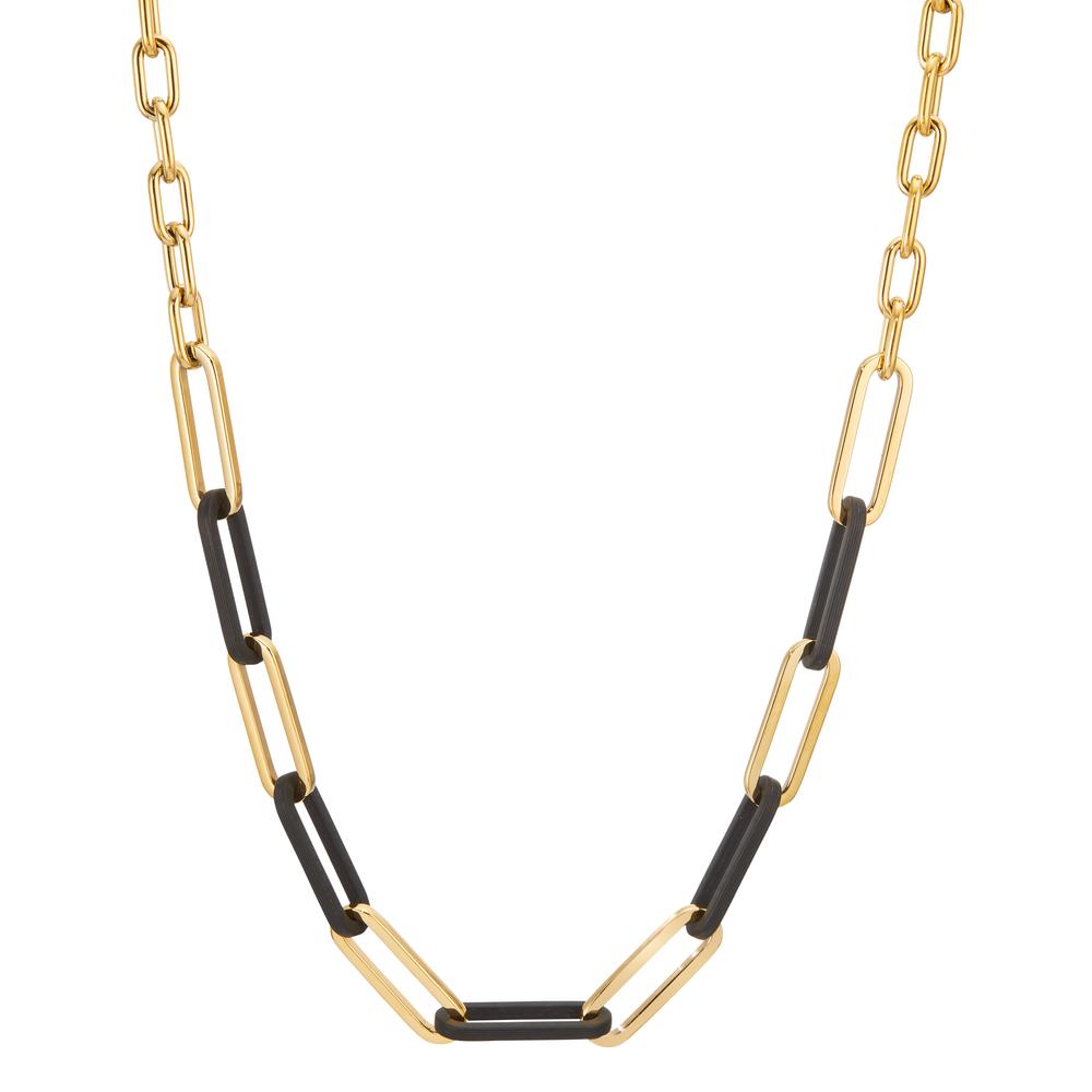 Collier Die Halskette Soho Gold aus Edelstahl und Carbon bietet mit ihrem unkonventionellen Materialmix unendlich schöne Styling- und Kombinationsmöglichkeiten mit weiteren Schmuckstücken aus der Soho-Kollektion. Ob einzeln oder zusammen mit Soho-Ohrhängern und Soho-Armbändern getragen sorgt dieser Schmuck für ein perfektes und individuelles Styling. Inspiriert vom gleichnamigen New Yorker Szene- und Künstlerviertel der 1960 er Jahre steht die für Soho so typische Architektur aus arkadenförmig gestalteten Fensterrahmen für einen charaktervollen und zeitlosen Stil. 