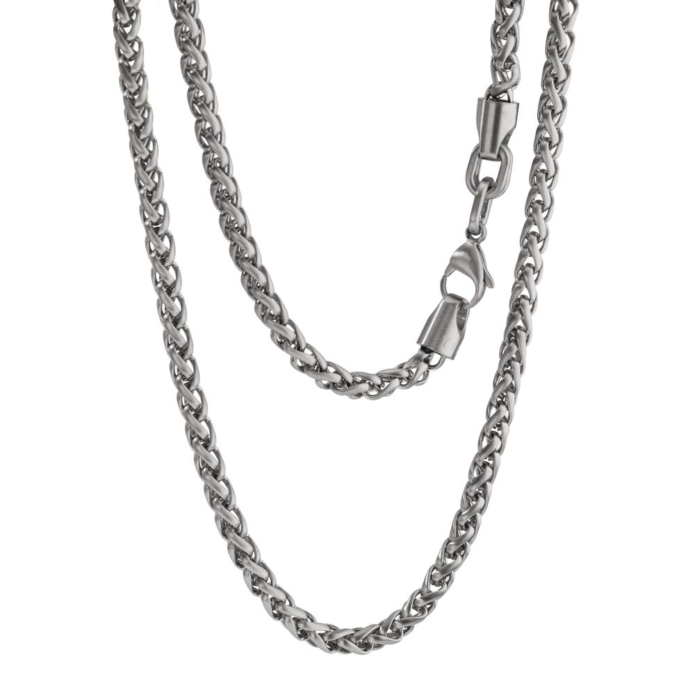 Collier Klassisch-modern und lässig: Die Halskette Trill ist perfekt, um jedem Outfit einen legeren Chic zu verleihen. Die aus robusten Edelstahlseilen geflochtene Unisex-Kette wird mit einem handgefertigten Design-Verschluss versehen und in einem modernen und zeitgleich klassischen Stil neu interpretiert. 