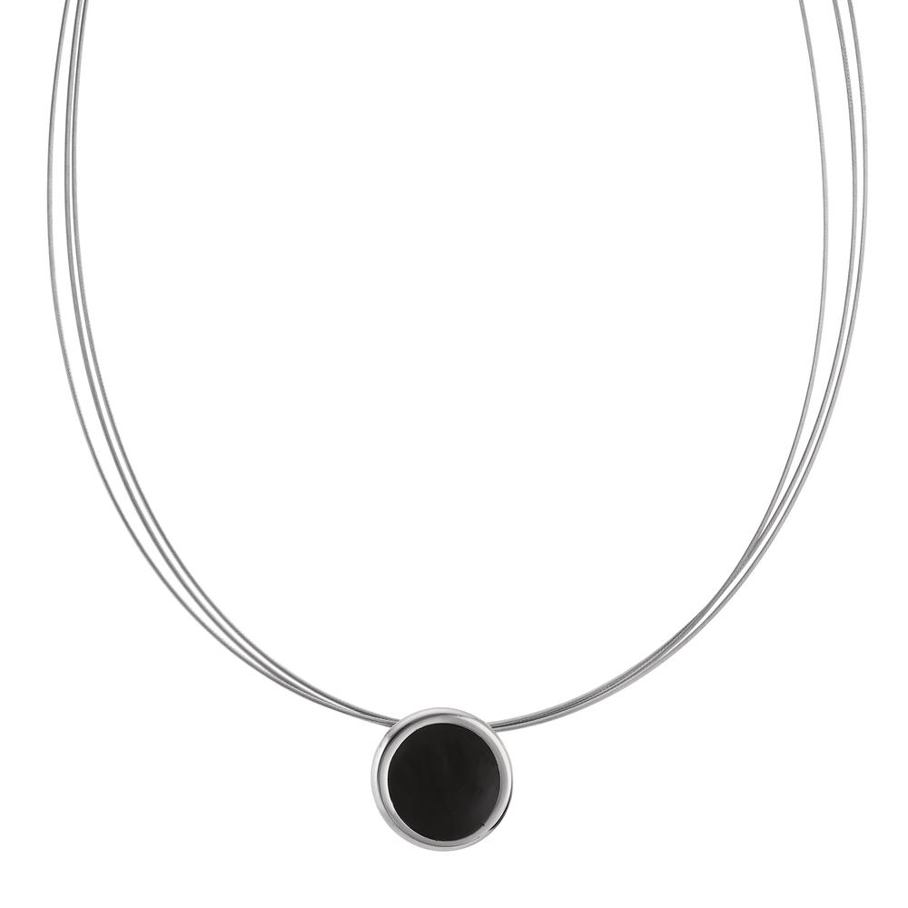 Collier Modisch, elegant und vielseitig: Das klare, schlichte Design dieses TeNo Colliers mit schwarzem Emaille passt zu vielen Outfits und Anlässen und wird zu einem besonderen Highlight am Dekolleté. Als Basis ein filigranes Seilcollier aus flexiblem Edelstahl, das mit einem praktischen und einfach zu bedienenden Clipverschluss ausgestattet ist. 596616,594781