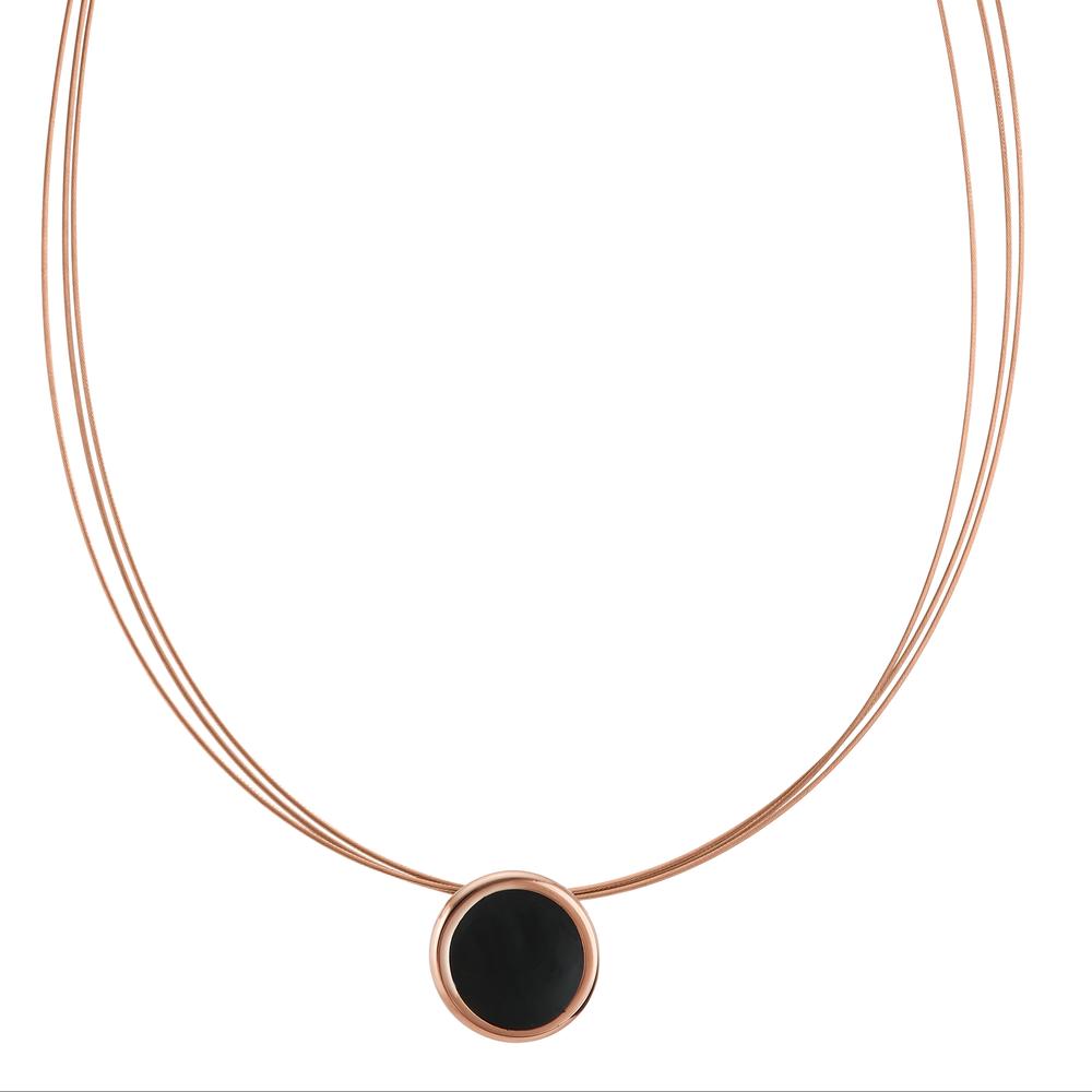 Collier Modisch, elegant und vielseitig: Das klare, schlichte Design dieses TeNo Colliers mit schwarzem Emaille passt zu vielen Outfits und Anlässen und wird zu einem besonderen Highlight am Dekolleté. Als Basis ein filigranes Collier aus 3 flexiblen Edelstahlseilen, das mit einem praktischen und einfach zu bedienenden Clipverschluss ausgestattet ist.  596625,596565