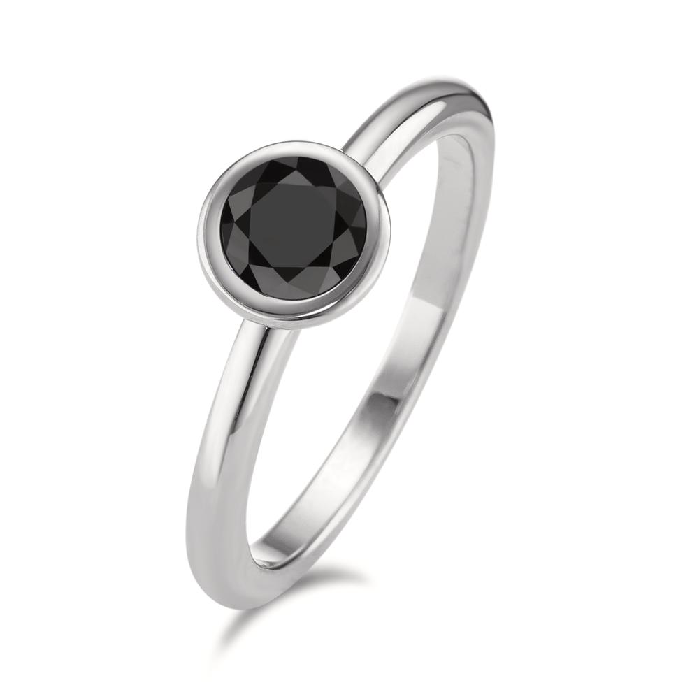 Fingerring Zeitlos, modern und elegant: Der kleine Joy-Ring in minimalistisch schlichtem Design besticht durch seinen schimmernden Zirkonia in edlem nachtschwarz. Der glänzende Edelstahlring kann optimal mit anderen Farbsteinen zu immer wieder neuen Ring-Stackings kombiniert werden. Ob Ton-in-Ton oder mit kontrastreichen Farben - es entstehen stets neue, aufregende und elegante Looks. 