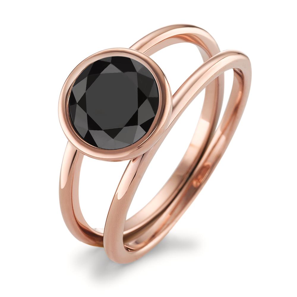 Fingerring Cooler Wow-Effekt: Zwei miteinander verbundene Ringschienen bilden ein elegantes Fundament für den prächtig funkelnden Zirkonia in Ultra Black. Der roségoldfarbene Edelstahlring ist ideal kombinierbar mit allen Schmuckstücken der TeNo-Joy-Familie,  ob Charm-Anhänger, Ketten, Ohrschmuck, Colliers oder Armbänder.  