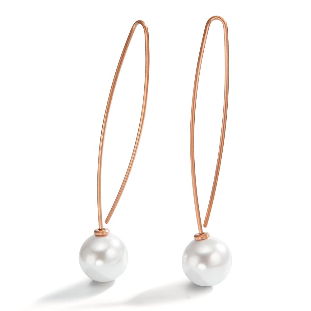 Ohrhänger Stilvoll, elegant und vielseitig: Als perfekte Eyecatcher fungieren diese ergonomisch geformten Arya-Ohrhänger in rosé vergoldetem Edelstahl. Die Ohrhänger mit weissen Muschelperlen sehen zum legeren Jeans-Look wie zum stylishen Abend-Outfit einfach hübsch aus. Sie sind das perfekte Ohrschmuck-Accessoire, um jeden Stil elegant zu ergänzen. 