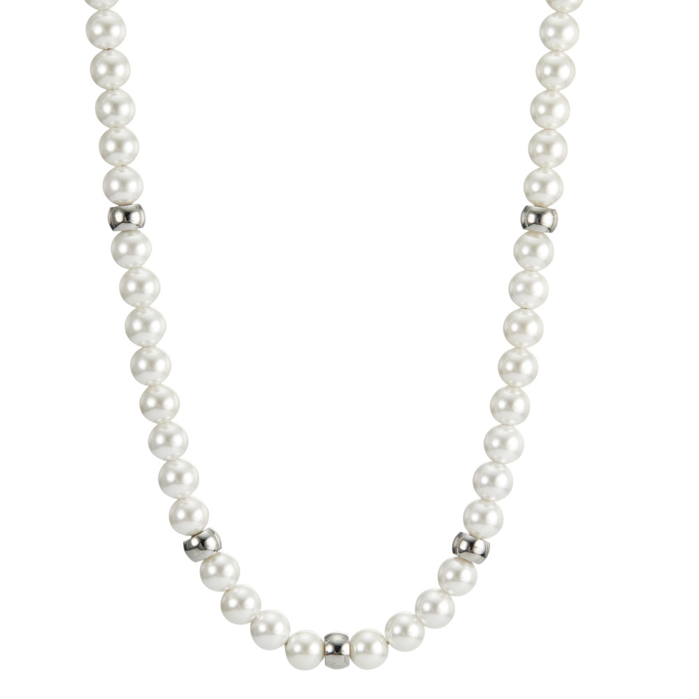 Collier Stylish, elegant in zeitloser Ästhetik: Das Arya Pearl Collier Silver mit weissen Muschelperlen vereint traditionellen Style mit einem modernen Twist. Sie passt zu jedem klassischen Outfit, verleiht aber auch rockigen Jeans und T-Shirt Looks einen perfekten Hauch von Esprit. Das klare, unaufgeregte Design und die hochwertige Verarbeitung dieser Perlenkette macht sie zu fast allem kombinierbar und passt zur Abendgarderobe wie zu einem legeren Alltagslook. 
