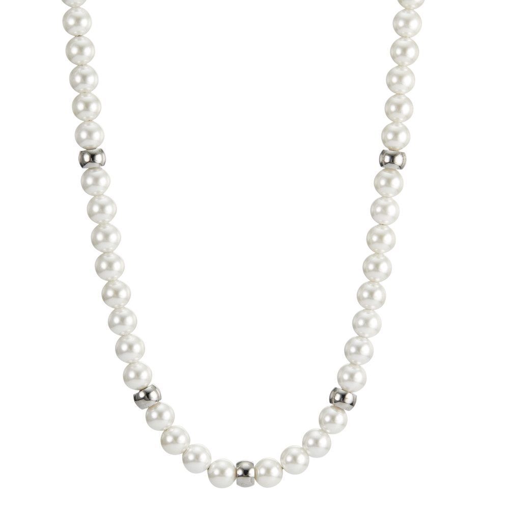 Collier Stylish, elegant in zeitloser Ästhetik: Das Arya Pearl Collier Silver mit weissen Naturperlen vereint traditionellen Style mit einem modernen Twist. Sie passt zu jedem klassischen Outfit, verleiht aber auch rockigen Jeans und T-Shirt Looks einen perfekten Hauch von Esprit. Das klare, unaufgeregte Design und die hochwertige Verarbeitung dieser Perlenkette macht sie zu fast allem kombinierbar und passt zur Abendgarderobe wie zu einem legeren Alltagslook. 