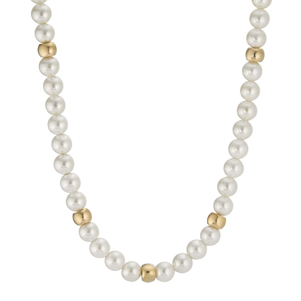 Collier Stylish, elegant in zeitloser Ästhetik: Das Arya Pearl Collier Gold mit weissen Naturperlen vereint traditionellen Style mit einem modernen Twist. Sie passt zu jedem klassischen Outfit, verleiht aber auch rockigen Jeans und T-Shirt Looks einen perfekten Hauch von Esprit. Das klare, unaufgeregte Design und die hochwertige Verarbeitung dieser Perlenkette macht sie zu fast allem kombinierbar und passt zur Abendgarderobe wie zu einem legeren Alltagslook. 