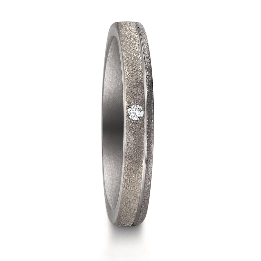 Partnerring Eleganter Damen-Partnerring aus hochwertigem 999 Tantal und 500 Palladium gefertigt. Der Ring besticht durch seine matte Oberfläche, kombiniert mit einem feinen Diamanten als funkelndes Highlight. Ein stilvolles Symbol für Verbundenheit und zeitlose Eleganz. 59770/024/002/XU00